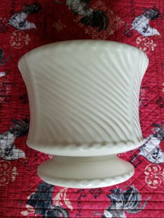 Vintage Mccoy Art Pottery Matte White Swirl Pedestal Footed Planter Usa
