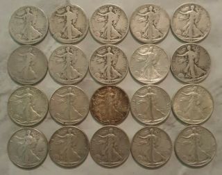 Better Dates Roll Of 20 $10 Face Value 90 Silver Walking Liberty Half Dollars