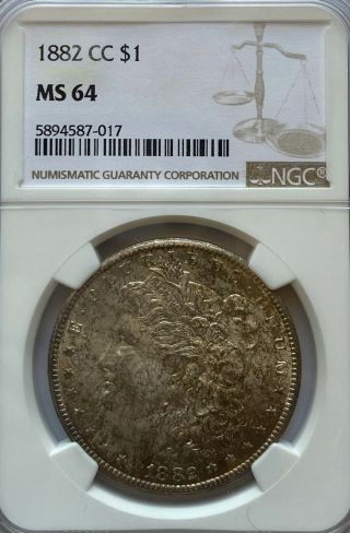 Ngc Ms64 1882 - Cc Morgan Dollar.  Gem Bu.  Nr.