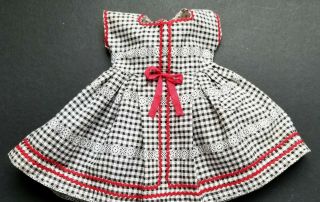 Vintage Black And White Gingham Doll Dress Fits 20 " Doll