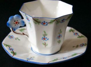 Melba Flower Handle Tea Cup And Saucer