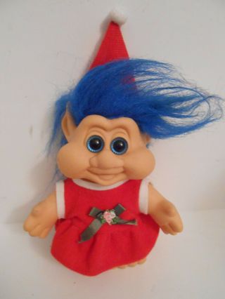 Vintage Itb Holiday Christmas Santa Elf Girl Troll Doll 6.  5 "