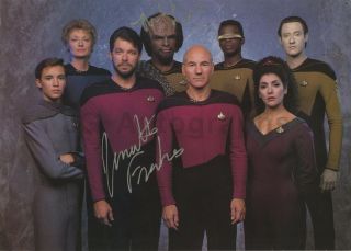 " Star Trek " Tv Cast - 8x10 Photo Signed By Jonathan Frakes And Michael Dorn
