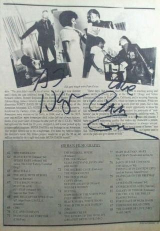 Sid Haig & Pam Grier Hand - Signed/autographed Vintage 1970s Press Page;cult Films