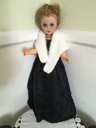 Manco 14r Fashion Doll In Black Dress With White Stoll 19” Tall