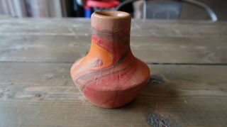 Vintage Nemadji Blackhills Native American Indian Orange Swirl Pottery Vase