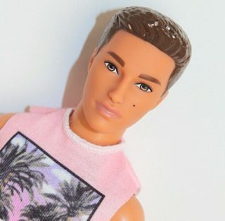 Fashionista Ken 17 Brunette Mole Barbie Doll Hispanic Pink California Shirt