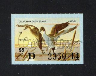 California Ca01 Waterfowl Duck Stamp 1980 Mnh Pristine A/s