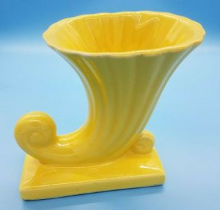 Art Deco Style Yellow Horn Of Plenty Ceramic Bookend Or Planter (mccoy Style)