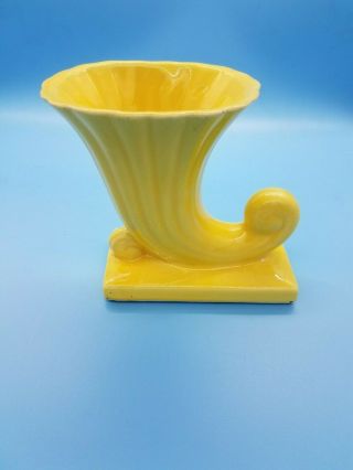 Art Deco Style Yellow Horn of Plenty Ceramic Bookend or Planter (McCoy Style) 2