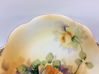 Antique Hand Painted Nippon Two Handled Serving Bowl with Yellow Roses 2