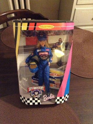 Barbie Doll 50th Anniversary Nascar Wearing Hot Wheels Racing Uniform 1998