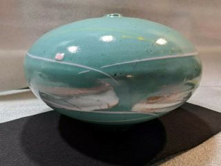 Pottery Weed Pot Vase In Cool Pastels,  Large At 12 Inches Across