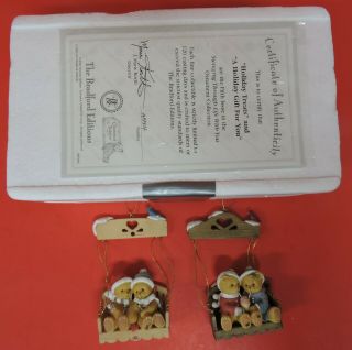Set/2 Cherished Teddies Swinging Through Life With You Ornaments 68705