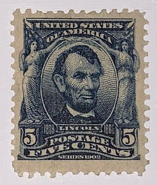 Travelstamps: 1902 - 03 Us Stamps Scott 304 Abraham Lincoln Og 5 Cents