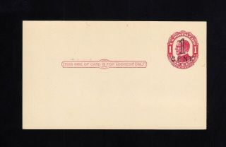 Postal Stationery: Postal Card Scott Ux24 W/1c Favor Surcharge