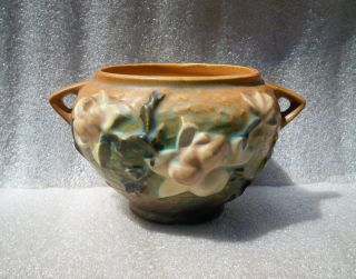 Roseville Pottery Magnolia Jardiniere Cache Pot Planter Vase 2 Handled 665 - 3