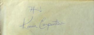 The Carpenters Karen Carpenter Hand - Signed/autographed Vintage Cut