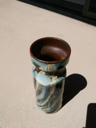 Mid Century Modern California Robert Maxwell Pottery Craft Vase 8 " Blue & Brown