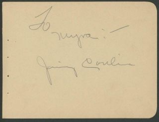 Jimmy Conlin (1884 - 1962) Signed Album Page | " Sin Of Harold Diddlebock " - Auto