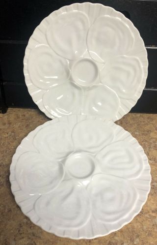 Pillivuyt France Porcelain Oyster Plates,  Set Of 2