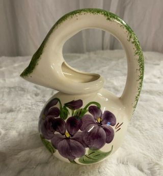 Pitcher,  Purple Violets Unique Style Hand Painted Made By The Cash Family.