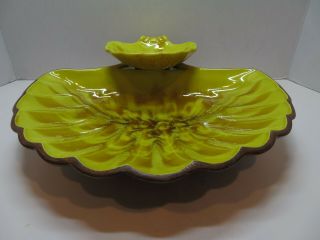 Treasure Craft MCM yellow and brown shell chip & dip bowl,  made in USA 2