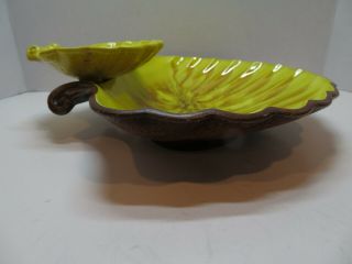 Treasure Craft MCM yellow and brown shell chip & dip bowl,  made in USA 3