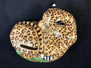 Lynn Chase Designs Jaguar Jungle Party Figurine Piggy Bank Cheetah 24kt