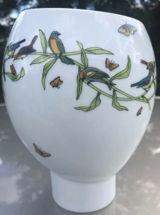 Unique Handpainted Rosenthal Studio Linie Germany Porcelain Bird Butterfly Vase