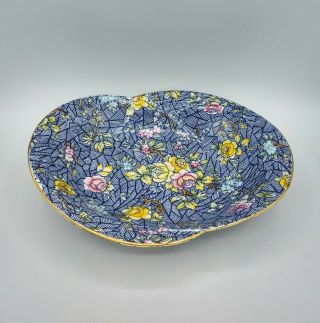 Vintage Porcelain Royal Winton Grimwades Blue Floral Chintz Bowl Dish