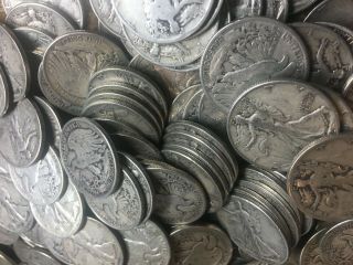 Roll Of 20 90 Silver Walking Liberty Half Dollars $10 Face Value - Full Dates