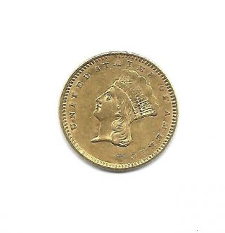 1861 $1 Indian Princess Head Gold Dollar Type 3 Coin Vf/xf