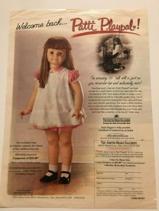 Patti Playpal 35 Inch Doll By The Ashton Drake Galleries Ad/advertisement Page