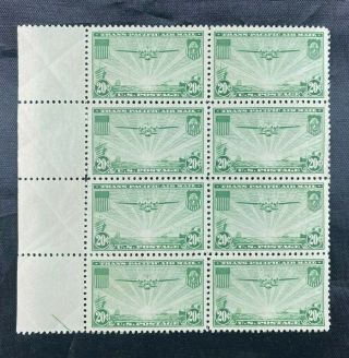 Us Scott C21 Plate Block Of 8 Never Hinged 20c Stamps Airmail 1937