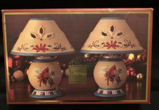 Set 2 Lenox Winter Greetings Everyday Candle Lamp Red Cardinal Yankee Tea Light