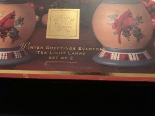 SET 2 Lenox Winter Greetings Everyday Candle Lamp Red Cardinal Yankee tea light 2