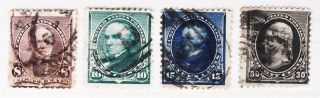 U.  S.  4ea Early 1890 Am Bank Note Scott 225 226 227 228 Stamps Cv$77 Sno