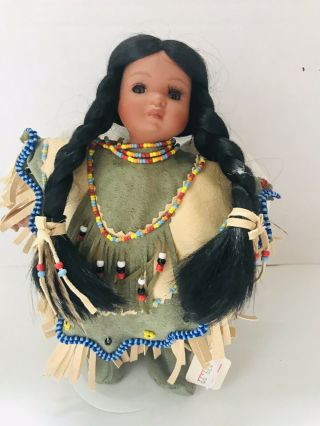 8” Vtg Indian Native American Porcelain Angel Child Doll W/wings By Timeless