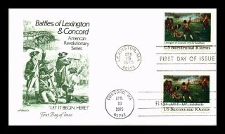 Battles Of Lexington And Concord Bicentennial Fdc Combo Artmaster Us Cover