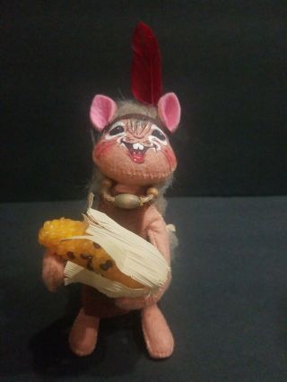 Annalee Fall Thanksgiving Harvest Indian Squirrel 6 " Holding Corn Very Cute