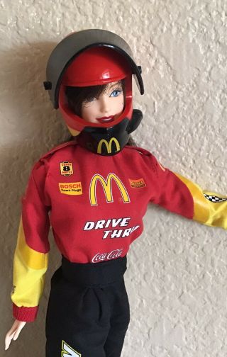 Nascar Official Barbie Mcdonalds Racing Team Coca Cola Brunette Doll