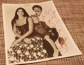 Vintage 1974 Sonny And Cher With Chastity Bono Autographed Photo Chaz 70 