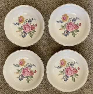 Set Of 4 Scio Pottery 5 " Berry Dessert Bowls In Hazel Pattern -