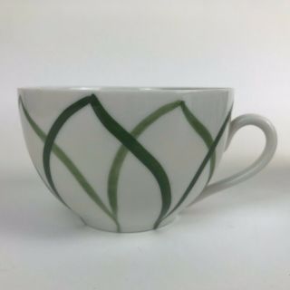 Lyngby Denmark Porcelain Tea Coffee Cups 1936 Green Harlekin Harlequin Danmark