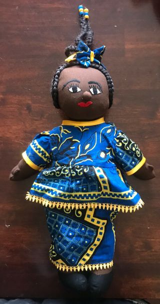 Vintage Black Doll Hand Made In Ghana