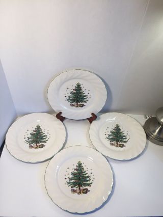 Nikko Japan Happy Holidays Christmas Tree Dinner Plates Set Of 4