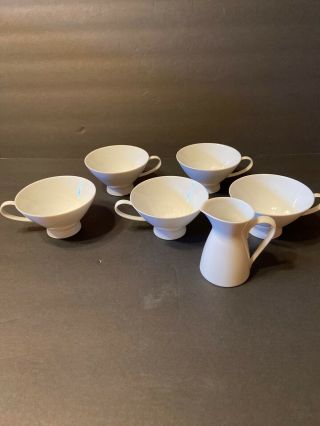 5 Rosenthal Germany Continental Classic Modern White Cups And Creamer