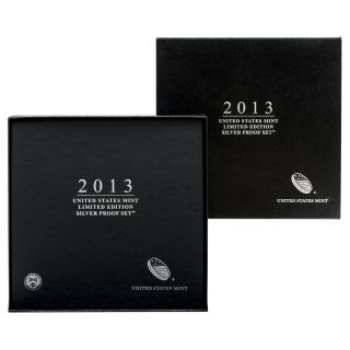 2013 Limited Edition Silver Proof Set Black Box & 7 Coins And Silver Eagle