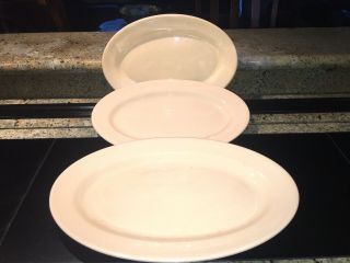 Tepco Set Of 3 Tan Restaurant Ware Serving Platters.  13,  14,  16 Inches